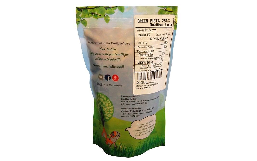 Food to Live Green Pista    Pack  250 grams